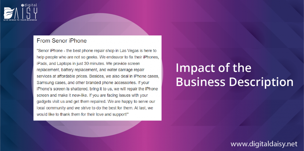 Impact of the Business Description